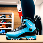 **

Prompt: "Custom-fit ski boots being 3D scanned in a modern ski shop. Focus on the technology and precision of the fit. Happy customer."

**